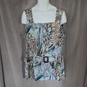 Joseph Ribkoff Size 20 Blue Brown Gorgeous Sleeveless Top
